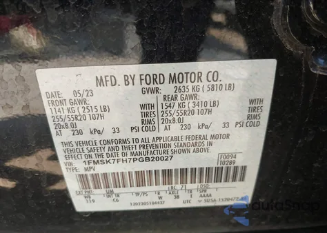 2023 Ford Explorer Limited from USA, damaged, VIN 1FMSK7FH7PGB20027